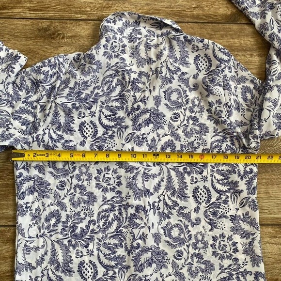 Vintage Button Down Shirt Blouse Blue White size 10 - Picture 5 of 10